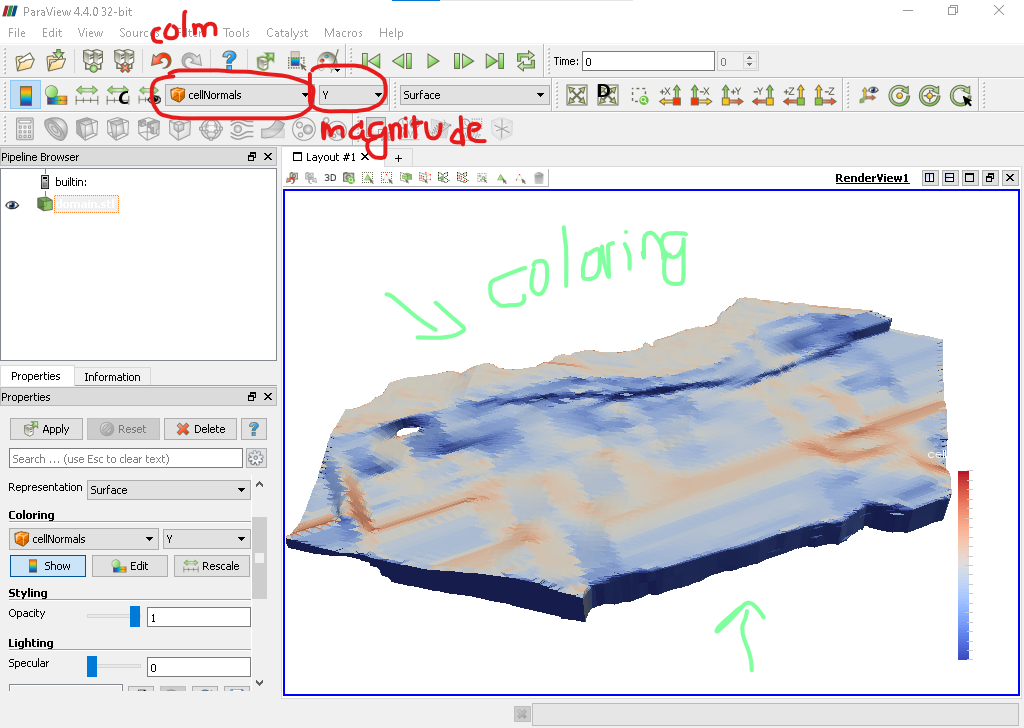 How To Color 3D Model According To Magnitude Of Specific Column VR AR VTK